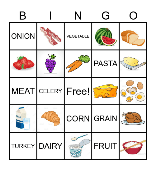 Food Groups Bingo Card