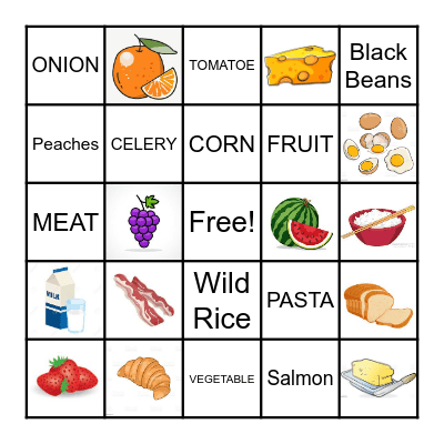 Food Groups Bingo Card