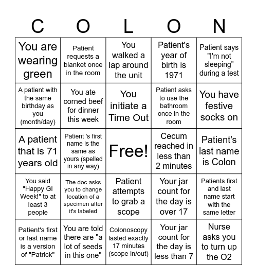 GI WEEK BINGO-TECHS Bingo Card