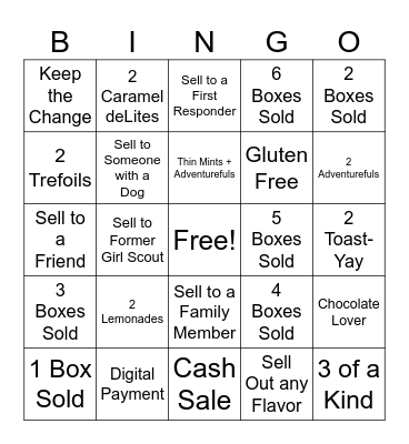 Girl Scout Cookie Booth Bingo Card