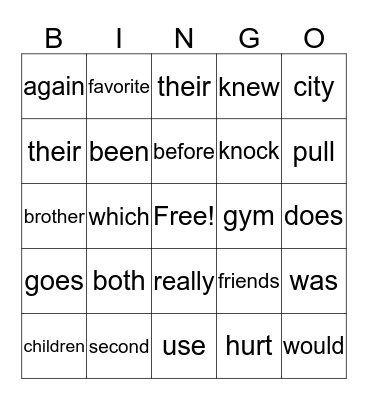 WORD WALL Bingo Card