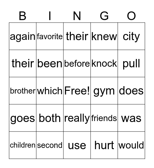 WORD WALL Bingo Card
