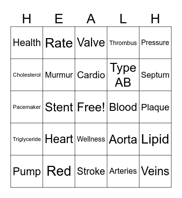 HEART HEALTH Bingo Card