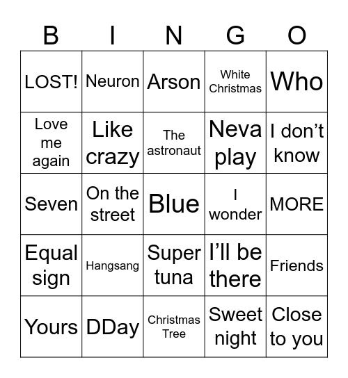 @btsfairyluv Bingo Card