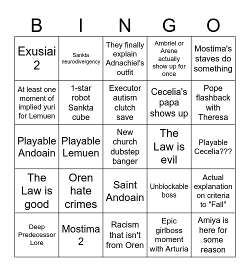 Laterano Event 3 Bingo Card