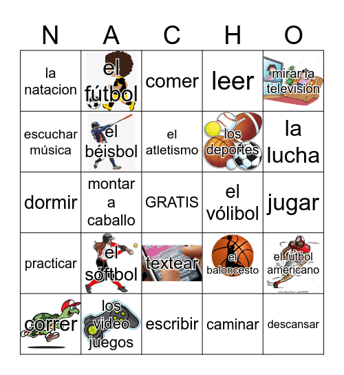 Las actividades Bingo Card