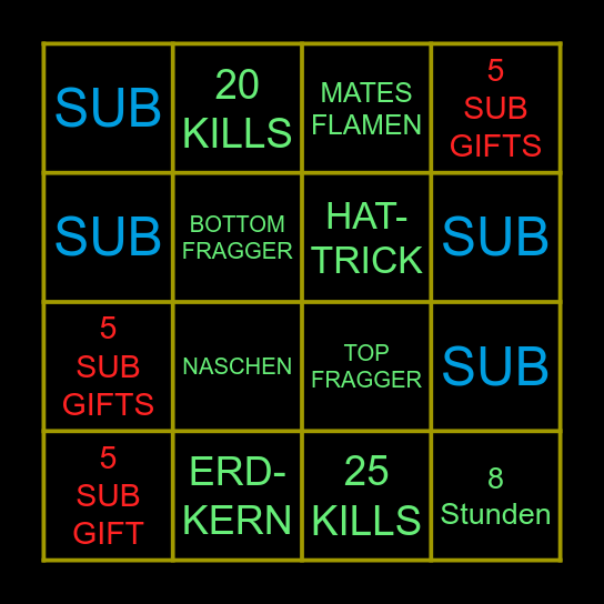 CHALLENGE Bingo Card