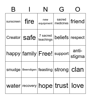 Harm Reduction Bingo Card