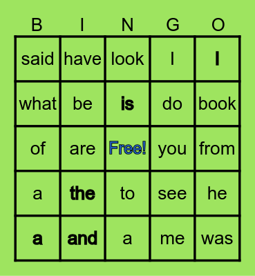 UFLI Sight Words Bingo Card