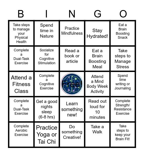 Brain Health Awareness Week Bingo Card