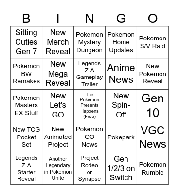 Pokemon Day 2025 Bingo Card