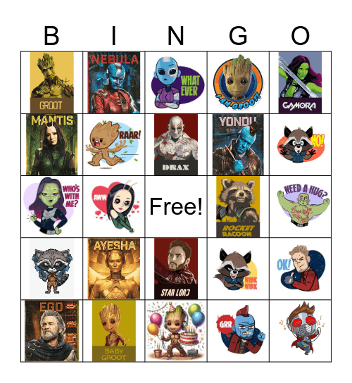 Bingo Groot Bingo Card