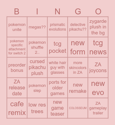 pokieman presents Bingo Card