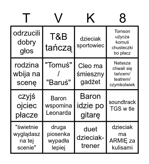 TVK8 BLINDY BINGO Card