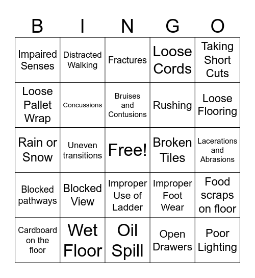 Sips Trips Falls Bingo Card