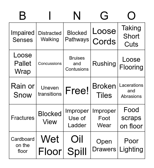 Sips Trips Falls Bingo Card