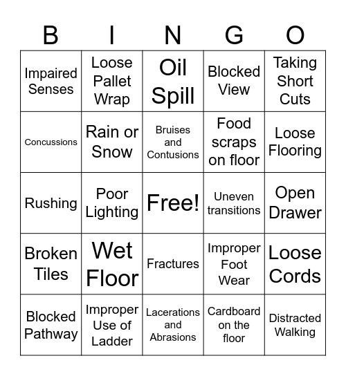 Sips Trips Falls Bingo Card