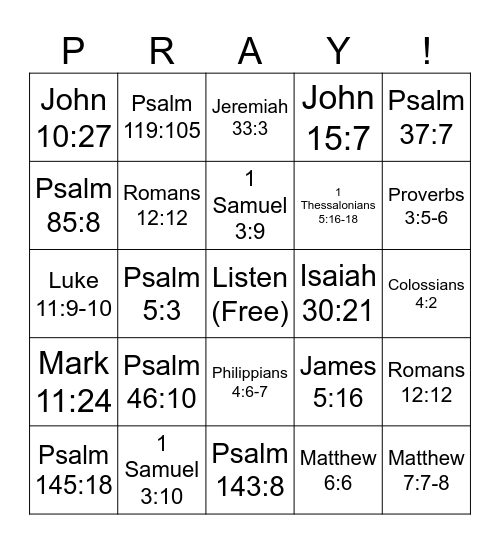 Praying is also Listening! Bingo Card