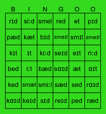 AM Learning English (Sounds) Bingo Card