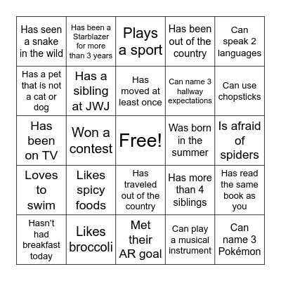 House Bingo Card