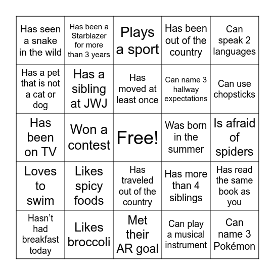 House Bingo Card