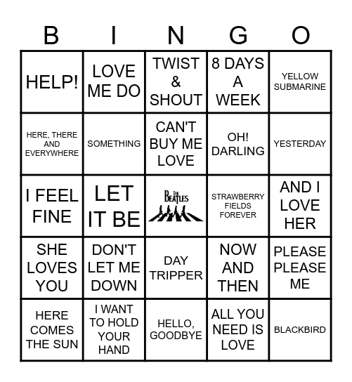 BEATLES BINGO! Bingo Card