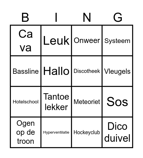 Antoon Bingo Card