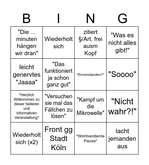 Baldringer Bingo Card