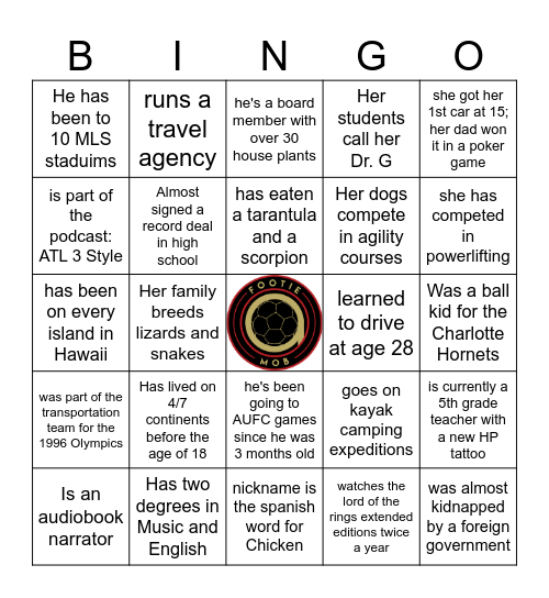 Who's That Mobber?! Bingo Card