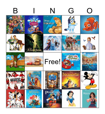 Disney Bingo Card