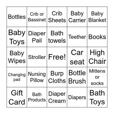 Baby Bingo Card