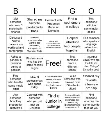 NETWORKING BINGO Card