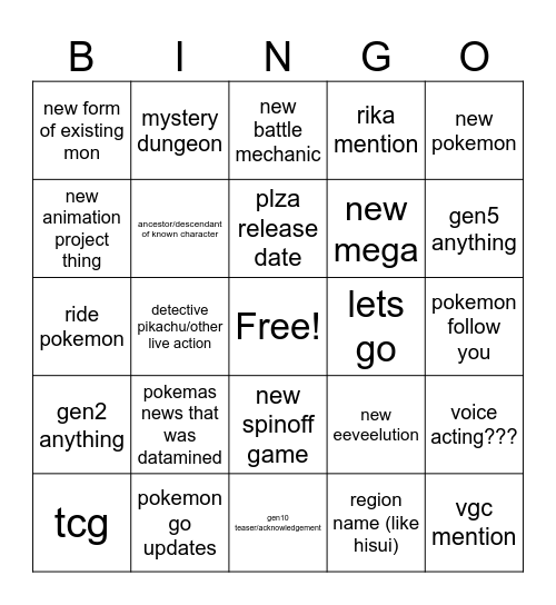 pokemon day 2025 Bingo Card