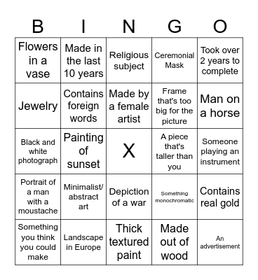 NCMA Art Walk Bingo Card