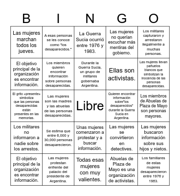 Simple Sentence Bingo Card