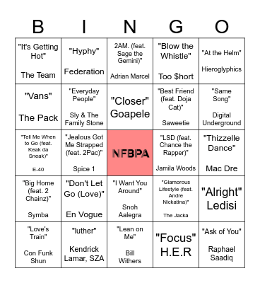 NFBPA Seattle Black History Social Bingo Card