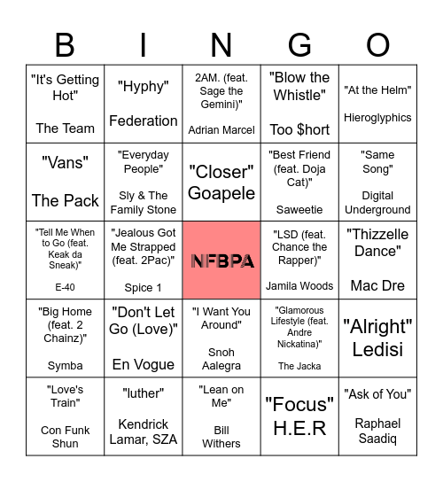 NFBPA Seattle Black History Social Bingo Card
