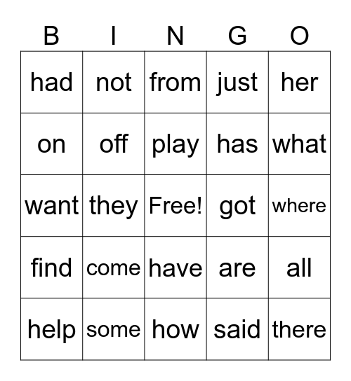 Sight Words Book 2 Bingo Card