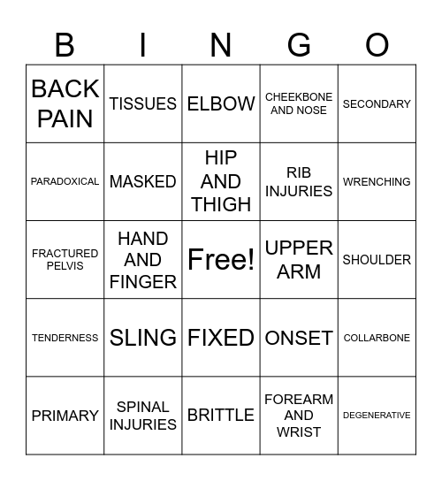 FIRST AID Bingo Card