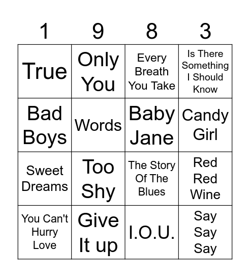 Round 1 Bingo Card