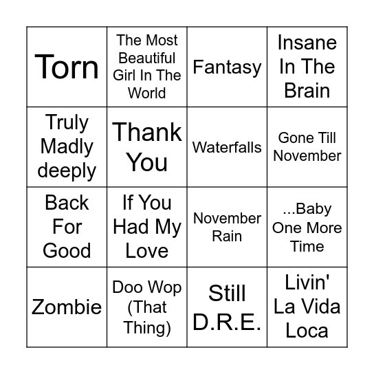 Round 2 Bingo Card