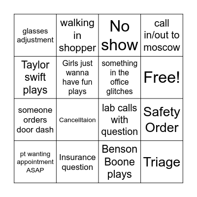 Office Bingo Card