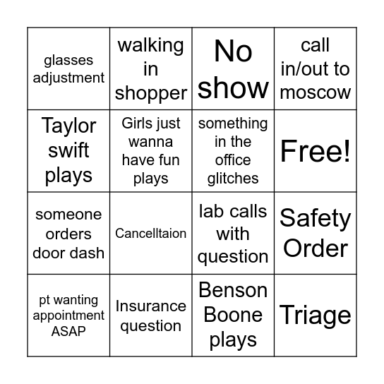 Office Bingo Card
