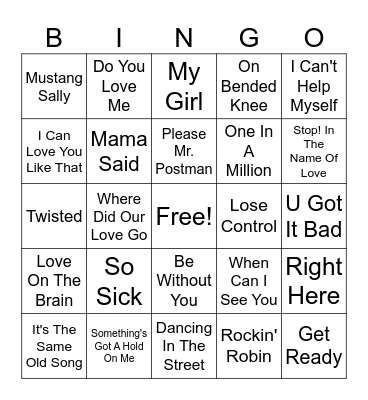 Motown / R&B Soul Bingo Card