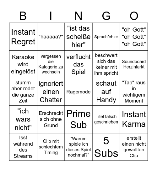 Pinguin Bingo Card