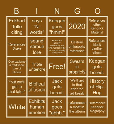 Cole Cuchna Bingo Card