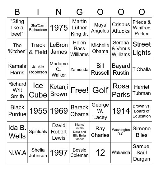 Grocery Bingo Card