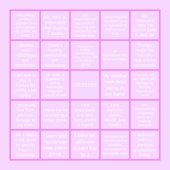 maybe 2025 will be better idk??? Bingo Card