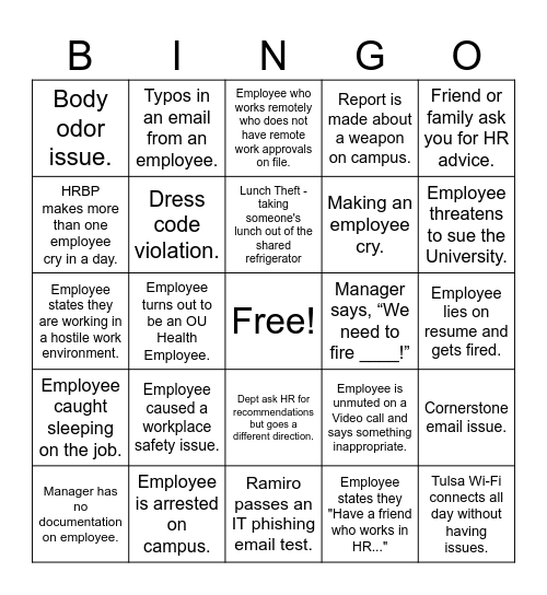 2025 HRBP Bingo Card