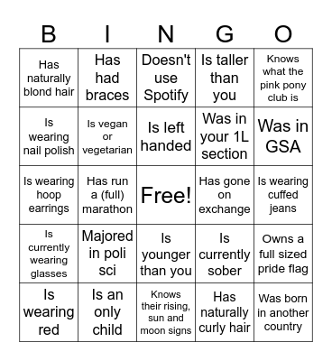 Outlaw Bingo! Bingo Card